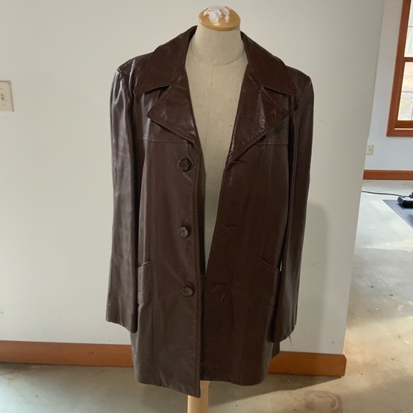 Brown leather jacket - Picture 1 of 5